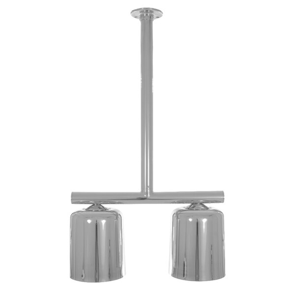 A stainless steel Hanson Heat Lamps double hanging heat lamp with two lights.