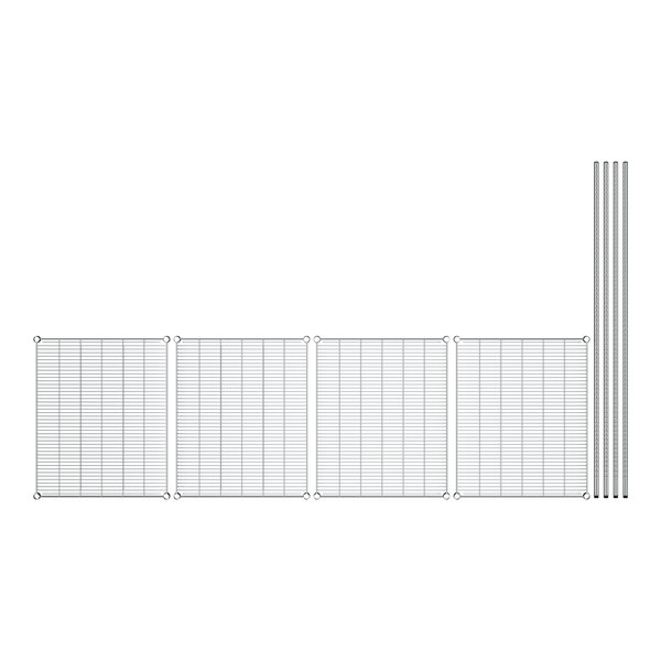 A white grid with metal rods.