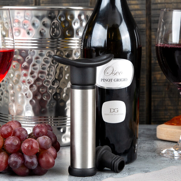 Franmara 7820 VinoVac Stainless Steel Wine Saver System with 2 Stoppers