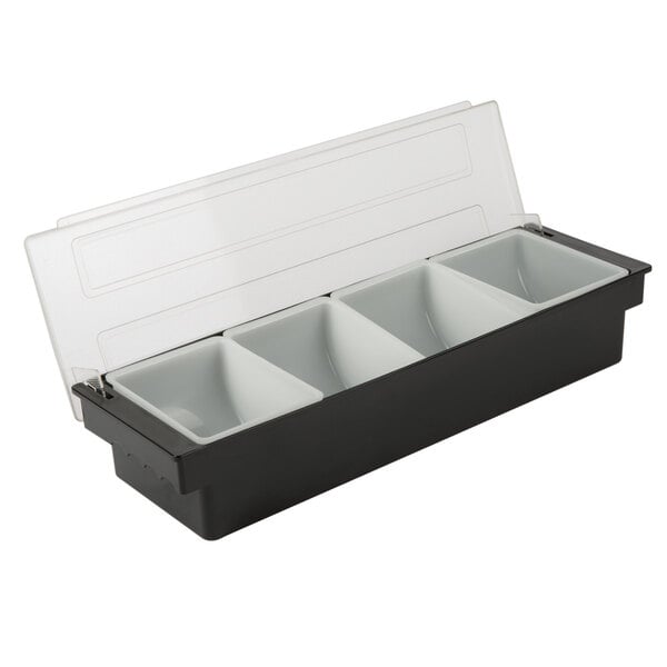 Choice 4-Compartment Satin Finish Stainless Steel Condiment Bar