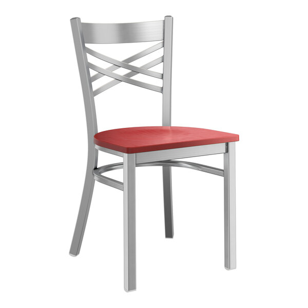 Lancaster Table & Seating Clear Coat Finish Cross Back Chair with Mahogany Wood Seat