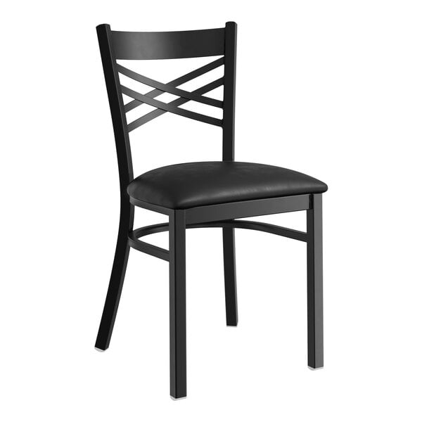 Lancaster Table & Seating Black Finish Cross Back Chair with 2 1/2