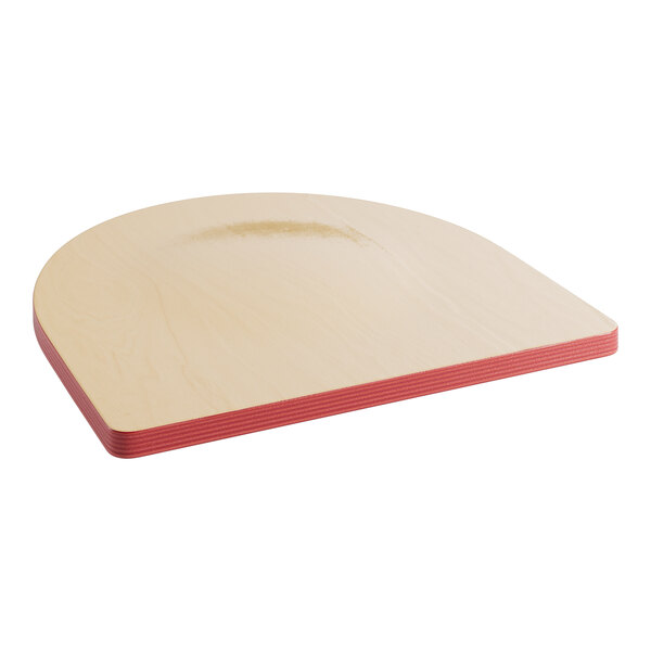 A Lancaster Table & Seating side chair with a mahogany wood seat and back on a black frame.