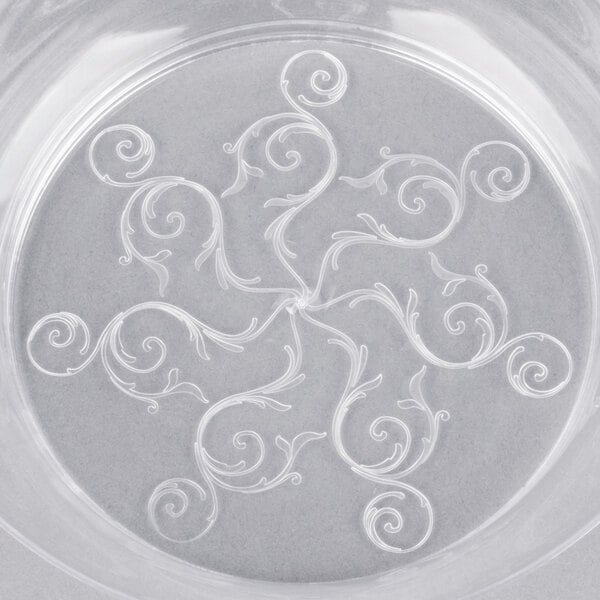 A clear Fineline Savvi Serve plastic bowl.