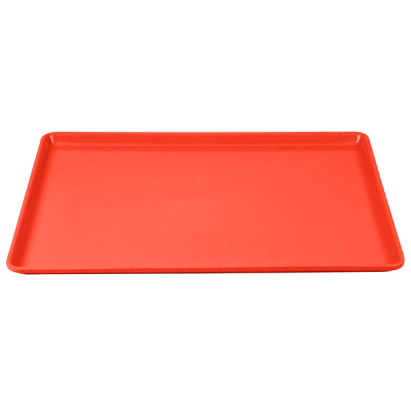 A red rectangular Cambro dietary tray.