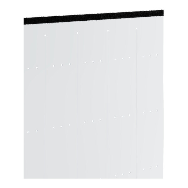 A clear plastic strip curtain designed for display coolers, measuring 48 inches by 28 inches.
