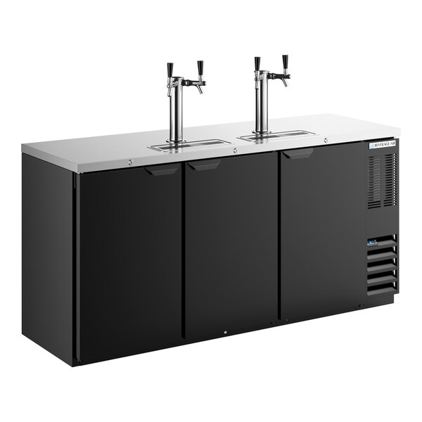 Beverage-Air DD72HC-1-B (2) Double Tap Kegerator Beer Dispenser - Black, (3) 1/2 Keg Capacity