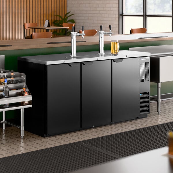 Beverage-Air DD72HC-1-B (2) Double Tap Kegerator Beer Dispenser - Black, (3) 1/2 Keg Capacity