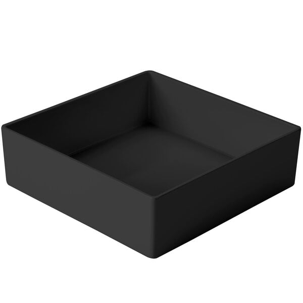 A black square Cal-Mil melamine box.
