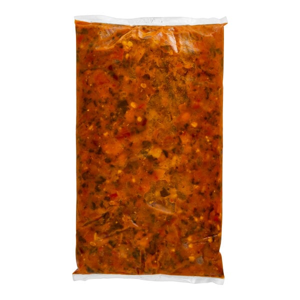 A plastic bag of Spring Glen Vegetarian Hearty Vegetable Soup.
