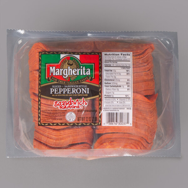 Margherita 2 lb. Sandwich Style Sliced Pepperoni 8/Case