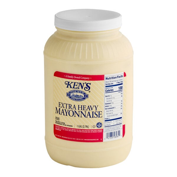 A 1-gallon container of Ken's Extra Heavy Mayonnaise.