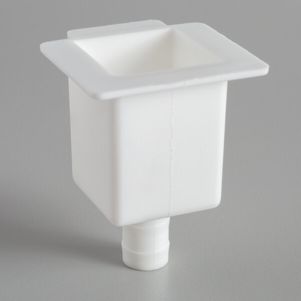 An Avantco white plastic drain catch container with a white plastic cap.