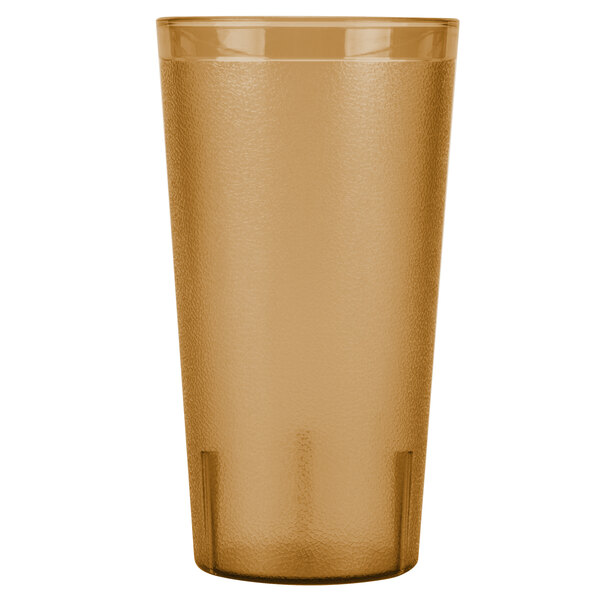 A close-up of a brown plastic tumbler.