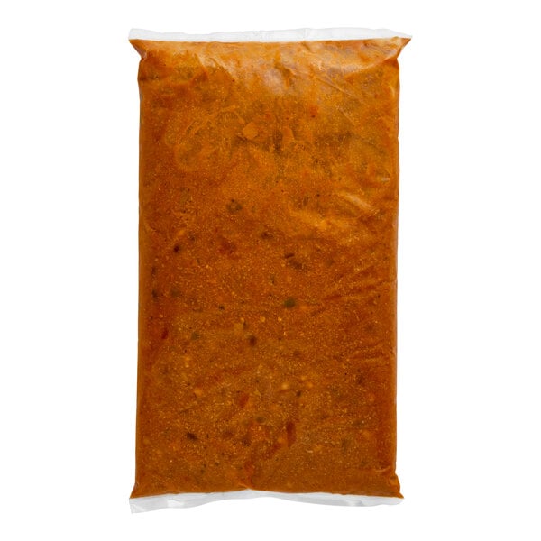 A plastic bag of Spring Glen Turkey Chili on a white background.