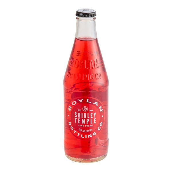 A 12 fl. oz. glass bottle of Boylan Bottling Co. Shirley Temple soda.