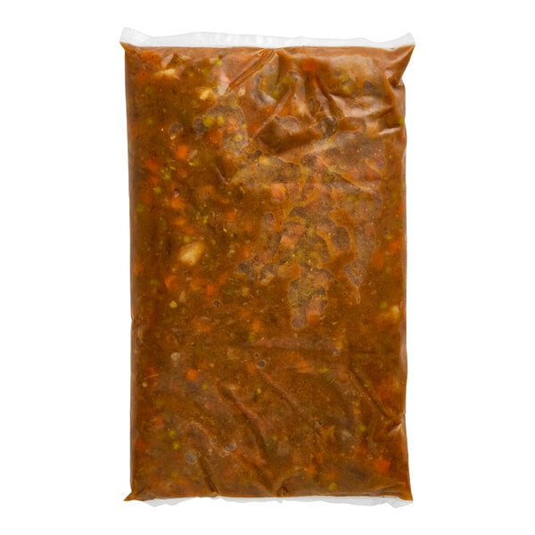 A plastic bag of Spring Glen Beef Stew.