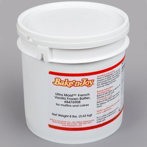 A white Bake'n Joy container with a white lid.