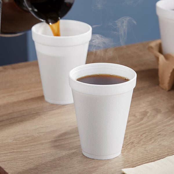Dart® 12J12 Small Drink Cup - 12 oz. White, Expanded Polystyrene, J Cup,  Insulated, Foam Drink Cup (1000 per Case)