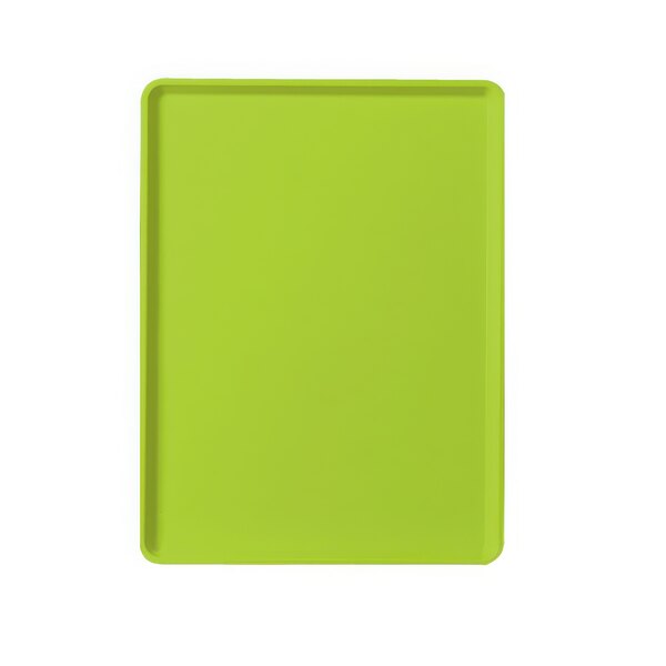 A green rectangular Cambro dietary tray with a white border.