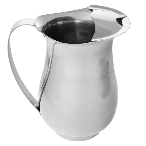 Choice 2 Qt. Smooth Stainless Steel Bell Pitcher with Ice Guard