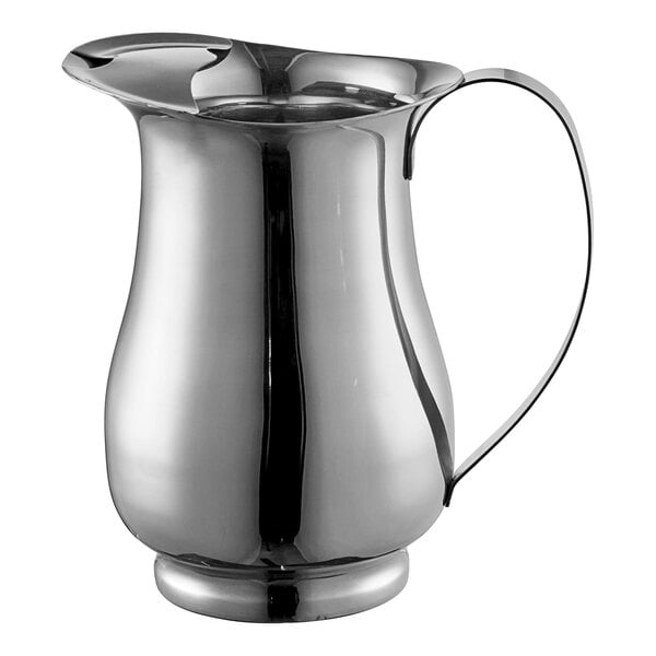 64 oz. Smooth Stainless Steel Slender Bell Pitcher with Ice Guard