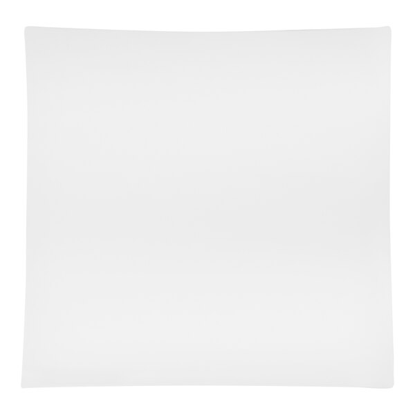 A white, square-shaped platter with slightly curved edges.