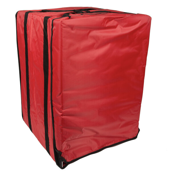American Metalcraft PB1926 Standard Red Nylon Pizza Delivery Bag with Rack, 19 inch x 19 inch x 27 inch - Holds Up To (10) 18 inch Pizza Boxes
