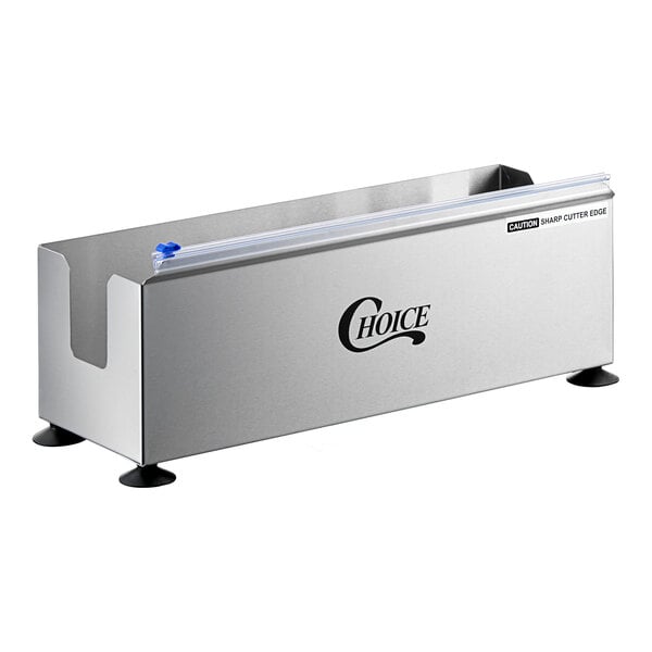 A stainless steel film and foil dispenser and cutter with the brand name 'Choice' on the front.