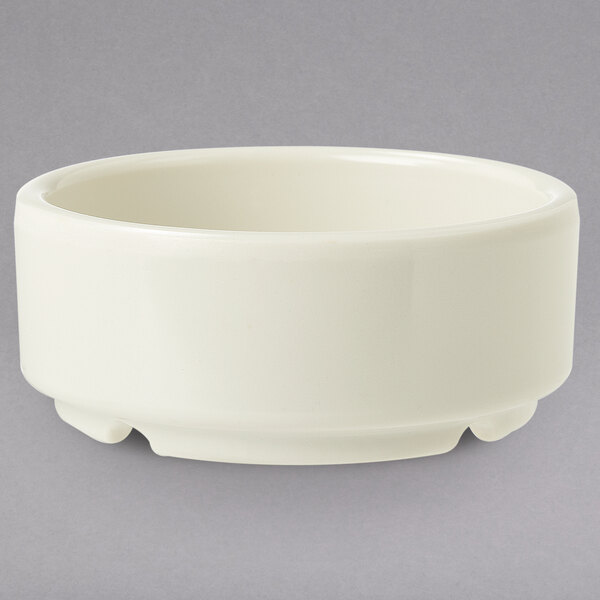 An ivory melamine ramekin.