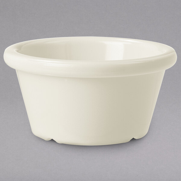 A white bowl with a grey background.