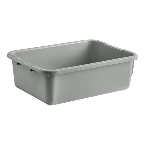 Cambro 21157CBP180 Poly Cambox 21" x 15" x 7" Light Gray Polyethylene Bus Tub with Ribbed Bottom