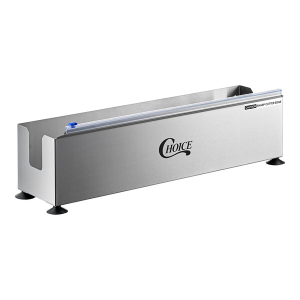 A stainless steel 24-inch film and foil dispenser and cutter with the brand name 'Choice' on the front.