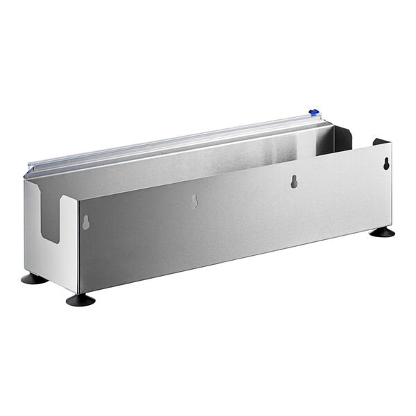 A stainless steel film and foil dispenser and cutter with a 24-inch length.
