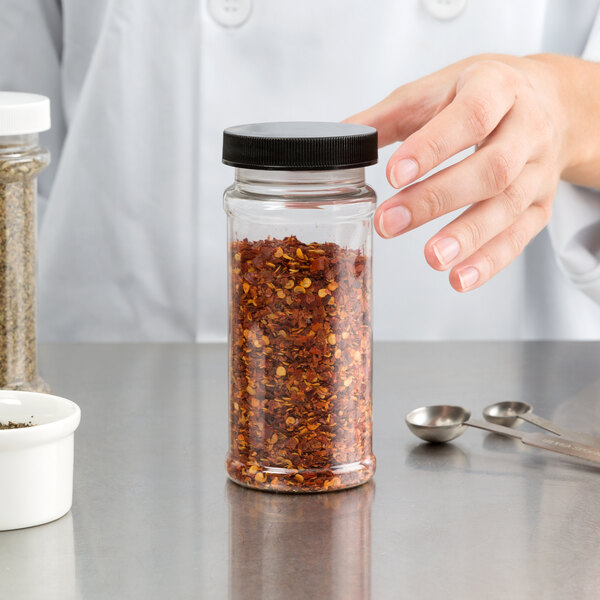 Choice 8.5 oz. Round Plastic Spice / General Use Storage Container