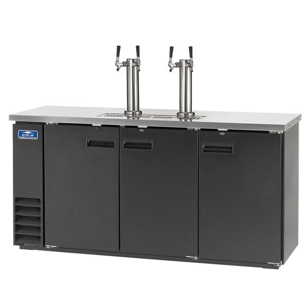 Arctic Air ADD72R-2 Black 2 Double Tap Kegerator Beer Dispenser - (3) 1/2 Keg Capacity