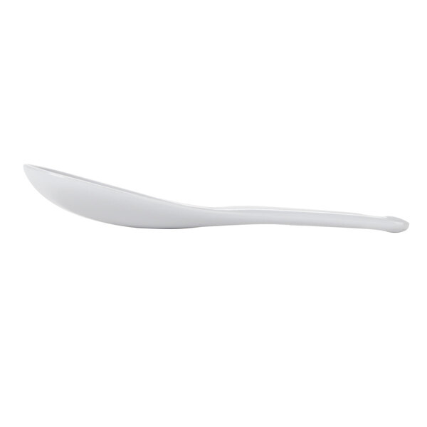 A white ladle with a white handle.