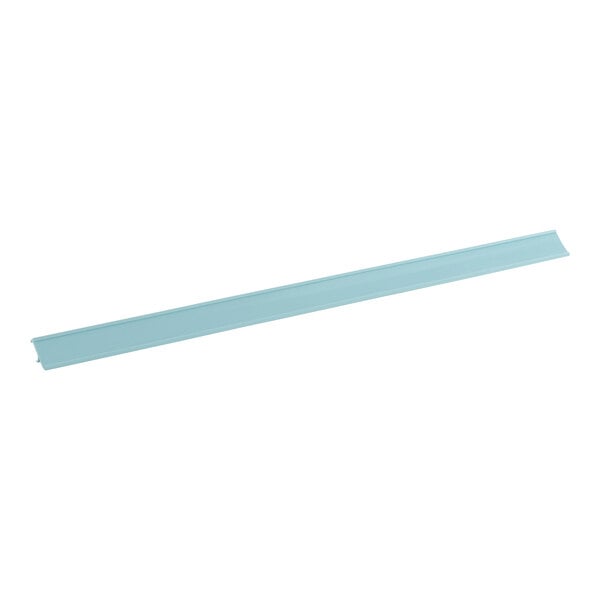 A light blue 21 1/2 inch shelf tag holder.
