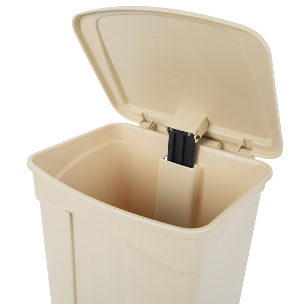Lavex Janitorial 92 Qt. / 23 Gallon Beige Rectangular StepOn Trash Can