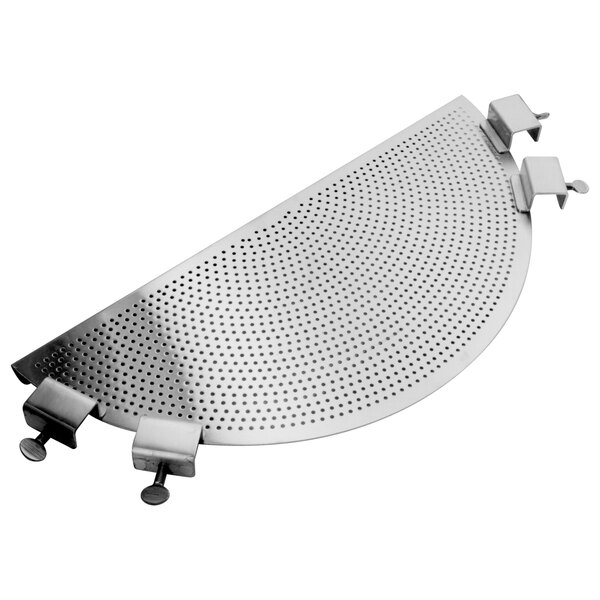 A metal half-circle with holes, the Cleveland FS100 food strainer.