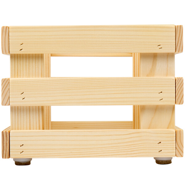 A wooden square display frame with four sides.