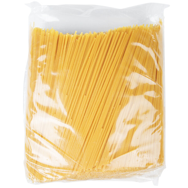A bag of Napoli Linguine pasta in a plastic bag.