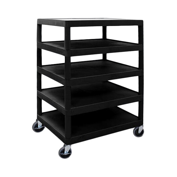 Luxor 24" x 32" x 49" Black 5-Shelf Utility Cart BC55-B