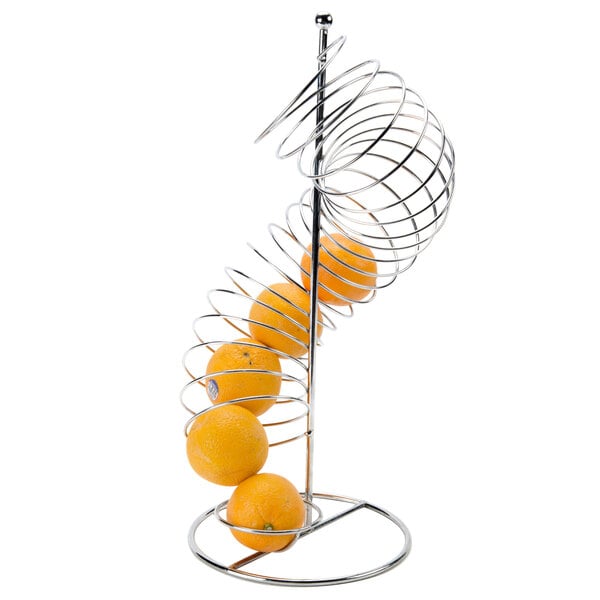 Tablecraft FSP1507 Chrome Spiral Fruit Basket - 9