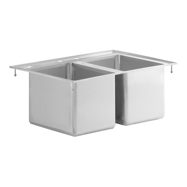 Regency 10" x 14" x 10" 16 Gauge Stainless Steel Two Compartment Drop-In Sink