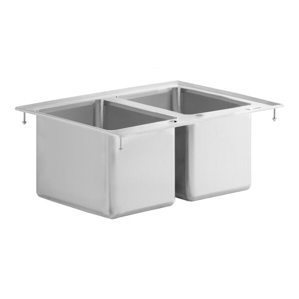 Regency 10" x 14" x 10" 16 Gauge Stainless Steel Two Compartment Drop-In Sink