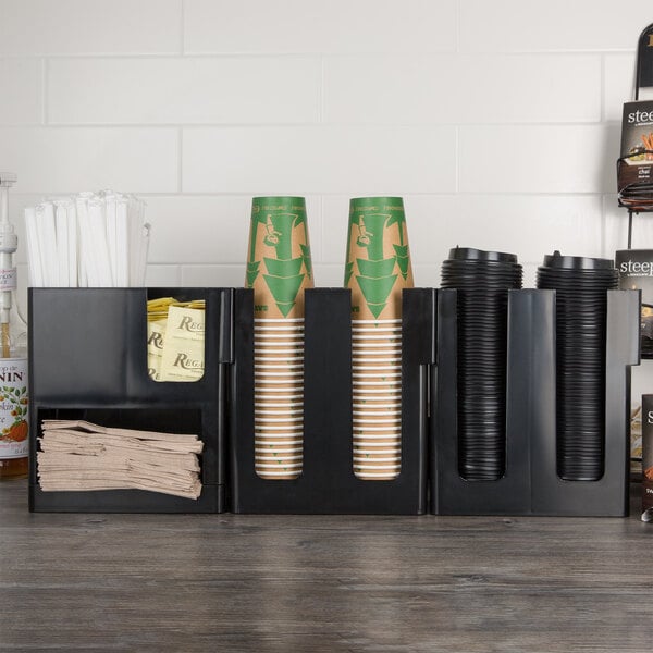 Choice Black 8-Section Countertop Cup and Lid Organizer
