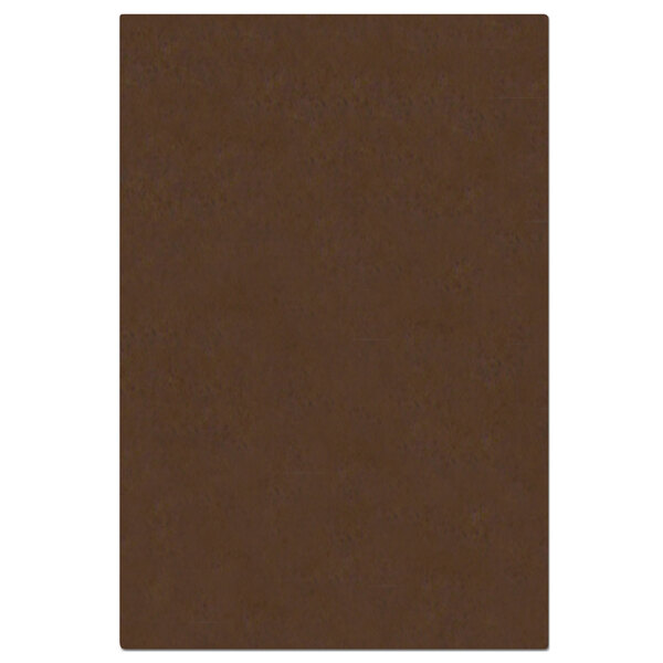 A brown hardboard surface with a white border.