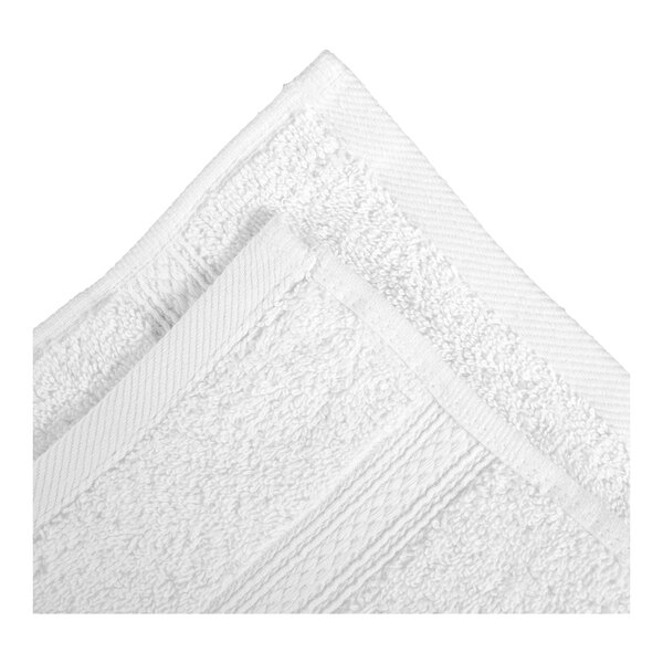 Oxford Vicenza Bianco 13" x 13" 100% Ringspun Combed Cotton Wash Cloth with Dobby Border 1.8 lb. - 288/Case