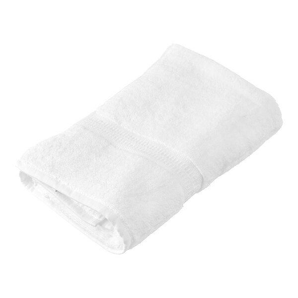 Oxford Reserve 30" x 60" 100% 2-Ply Combed Cotton Bath Towel with Dobby Border 20 lb. - 12/Pack